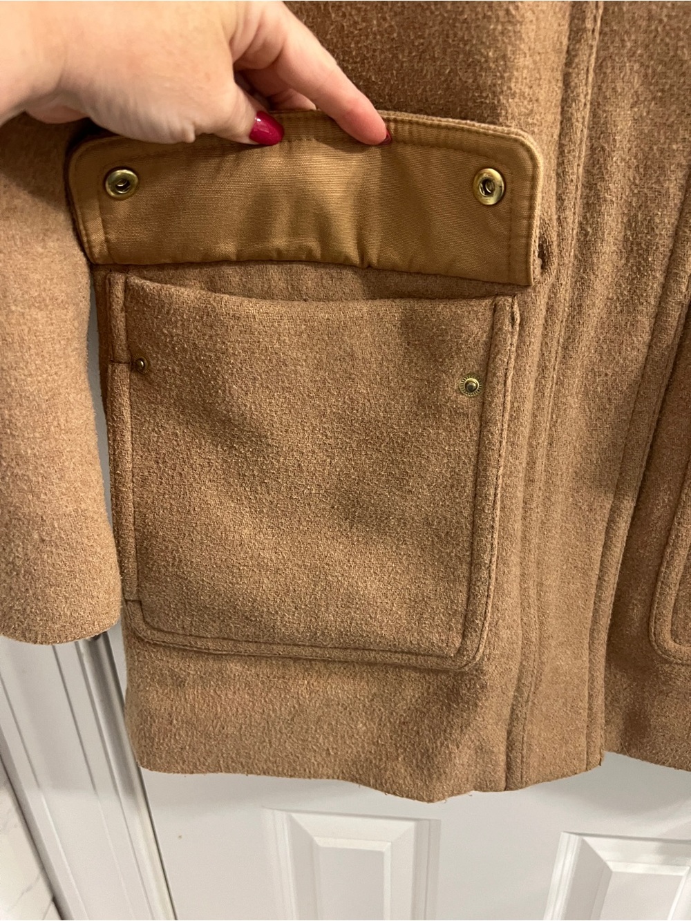 J. Crew Wool Blend Camel Hooded Coat- Size 2 - Picture 8 of 15